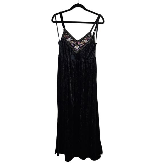 Somedays Lovin Erin Maxi Dress S Black Velvet Embroider Dark Romantic Whimsigoth - Picture 1 of 16